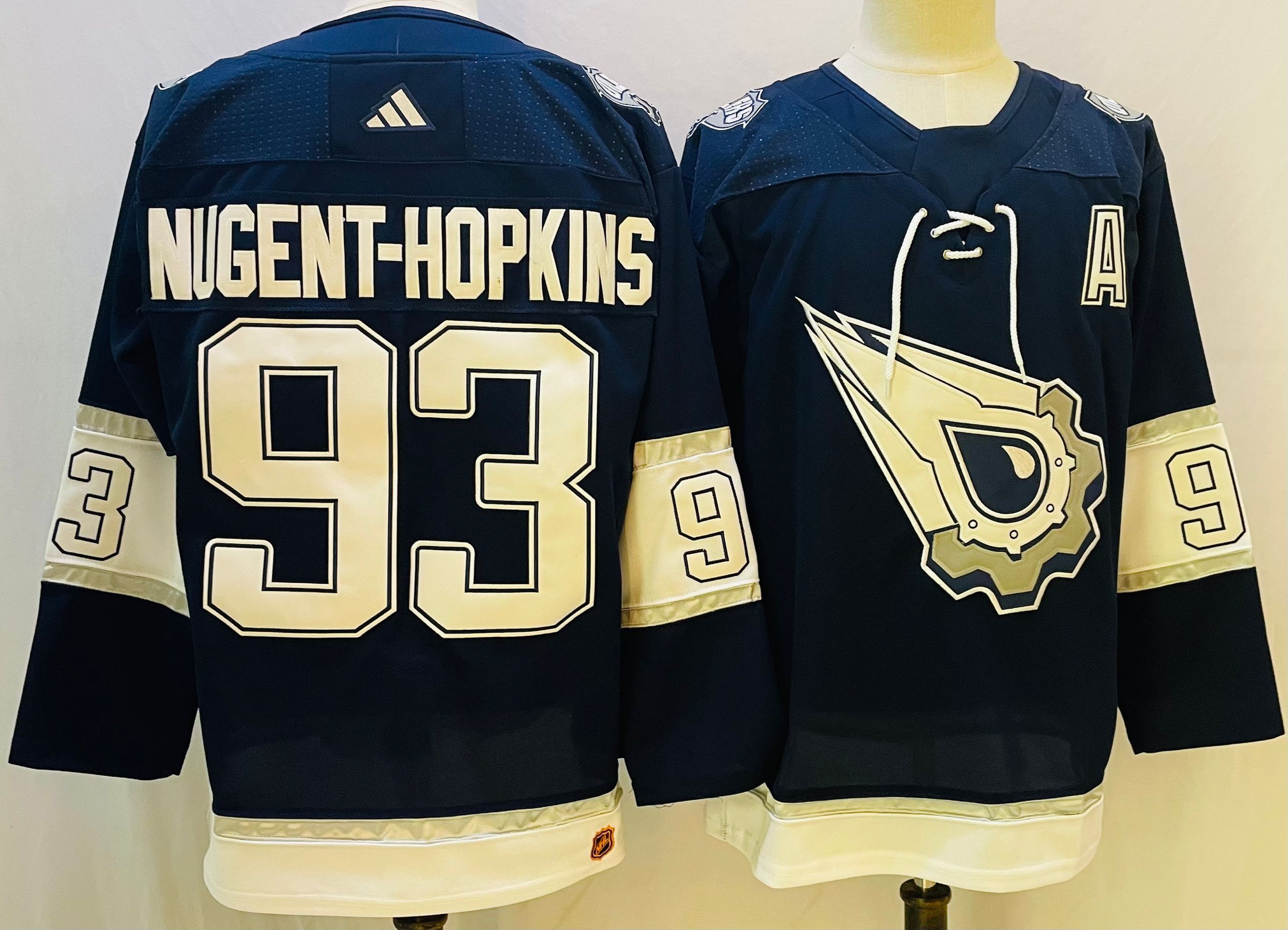 Men Edmonton Oilers 93 Nugent-Hopkins Blue Throwback 2022 Adidas NHL Jersey